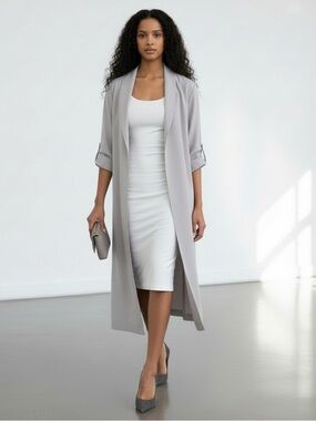 Drapey Lyocell Trench Coat Midi Length